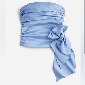 J Crew Strapless Blue Tie Top